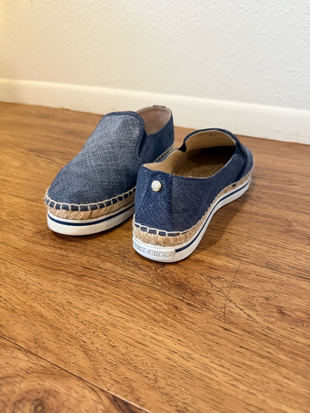 Jimmy Choo Denim Espadrille Slip-On Sneakers Size 38 (US 8)